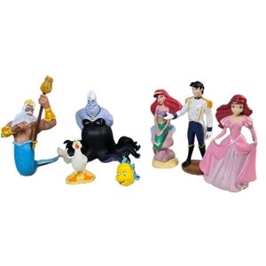 Vtg Little Mermaid PVC Figures Lot Of 7 Rare HTF Scuttle Flounder Triton Ariel